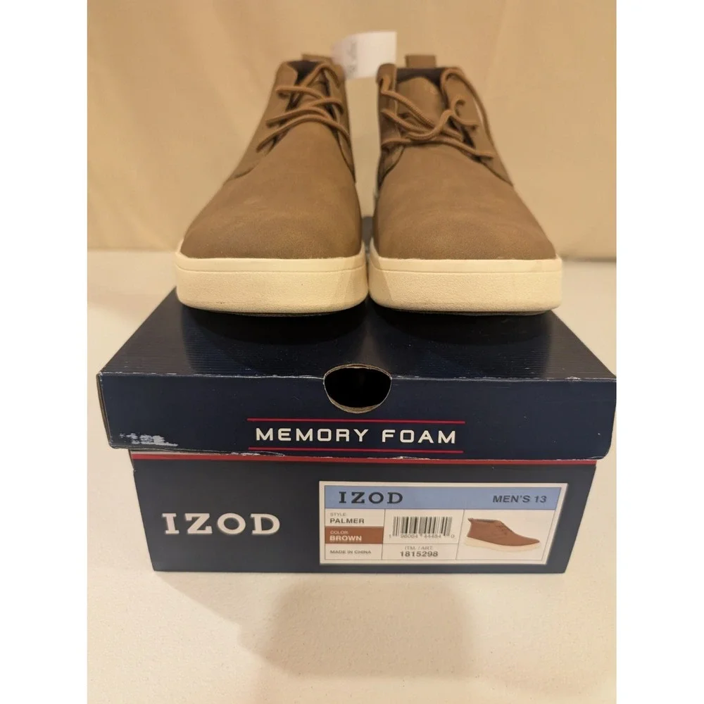 IZOD Palmer Men's Size 13 Brown Casual Chukka Shoes Memory‎ Foam Lightweight